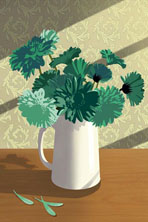 Gerbers In Vase, Green